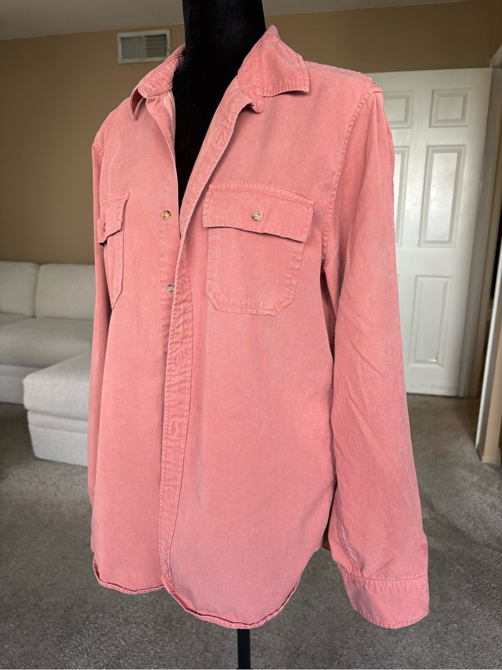 Frame Denim Coral-Pink Button Front Shirt size medium